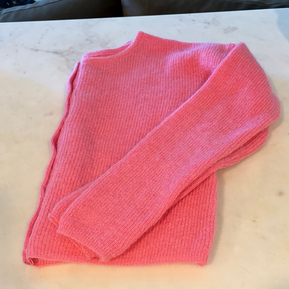 Pink Button-Front Rib Knit Sweater - Picture 2 of 4